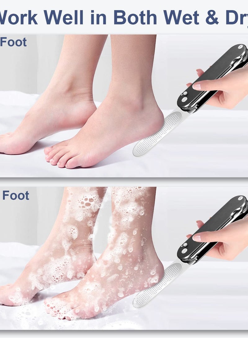 Excefore Foldable Foot File Callus Remover For Feet, 3 in 1 Professional Stainless Steel Foot Scrubber, Wet Dry Use, Easy to Carry, Black - Image 5