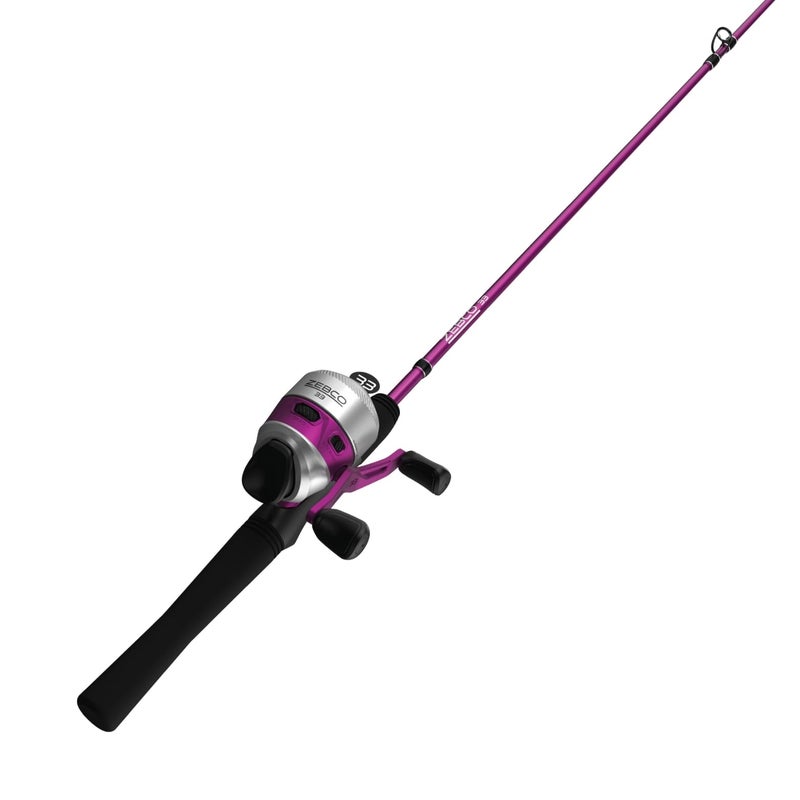 Zebco 33 Spincast Reel and Fishing Rod Combo, 6-Foot 2-Piece Durable Fiberglass Fishing Pole, QuickSet Anti-Reverse Fishing Reel with Bite Alert, Pink - Image 1