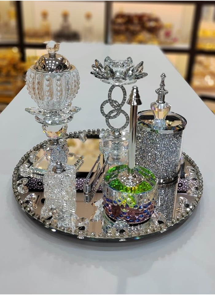 Damanhoor - Bakhoor Burner Set Crystal Elegance Ideal Wedding Gift and Home Décor with a Blend of Arabic and English Culture - Image 1
