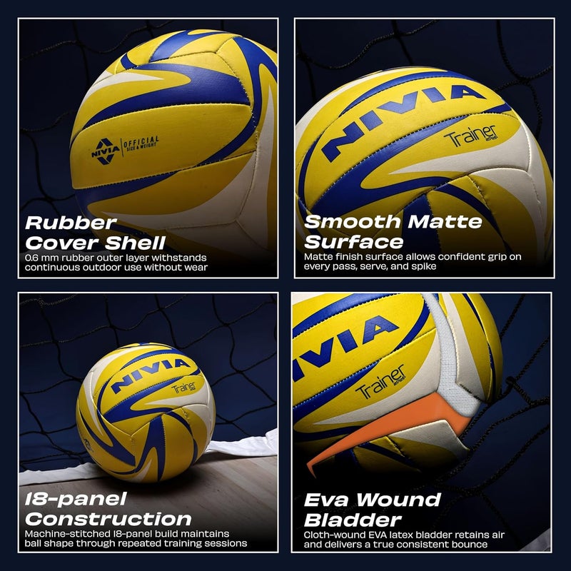 Nivia Trainer 18-P Volleyball (size 4) 18 Panel Rubberized Stitched EVA Fabric Lamination High Bounce Latex Bladder - Image 5