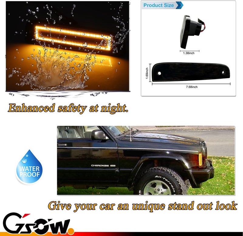 GSOWO أضواء علامة الجانب الأمامية LED GSOWO 2024 المحدثة لجيب شيروكي XJ - Image 3
