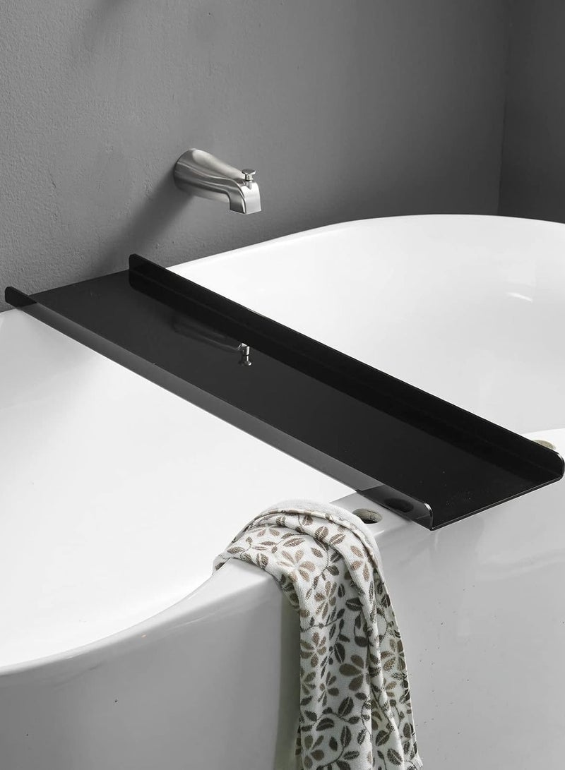 تي بي جي بي حامل صينية حوض الاستحمام، رف حوض استحمام، منظم فاخر للحمام وحامل للأجهزة اللوحية، أكريليك (أسود) - الأبعاد 20.32 × 78.74 × 3.05 سم - Image 3