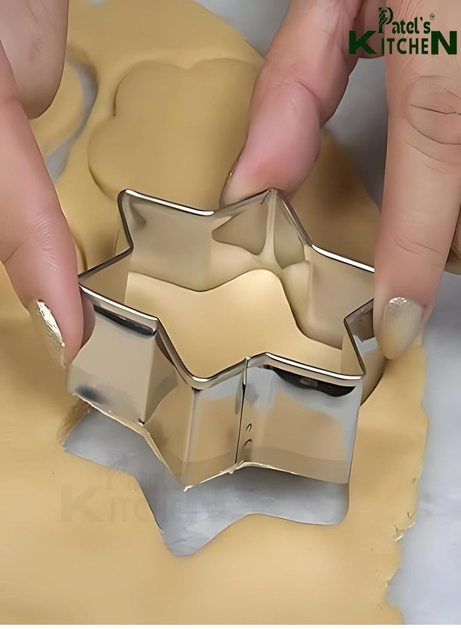 Patel's Kitchen Cookie Cutter Set, 12 Pieces, Stainless Steel, Heart Star Flower Circle Shapes - Image 3