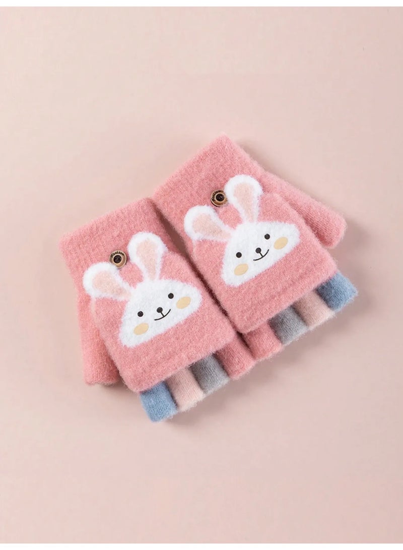 Children’s Winter Gloves in pink with Cute Bunny Design — Add a Fun and Cozy Touch to Your Child’s Winter Look, Suitable for Kids Aged 3–12 Years. - Image 2