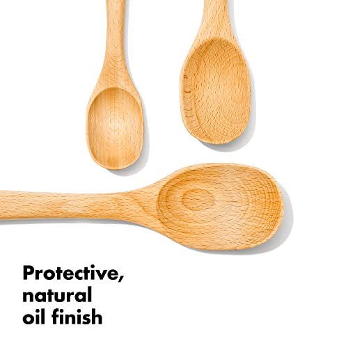 OXO 1130780 Good Grips Wooden Spoon Set, 3-Piece,Brown - Image 3