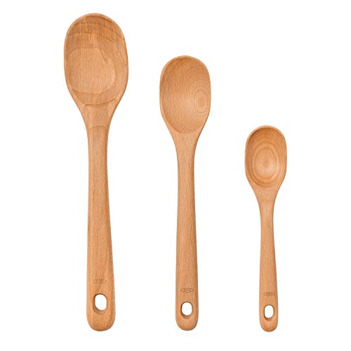 OXO 1130780 Good Grips Wooden Spoon Set, 3-Piece,Brown - Image 1