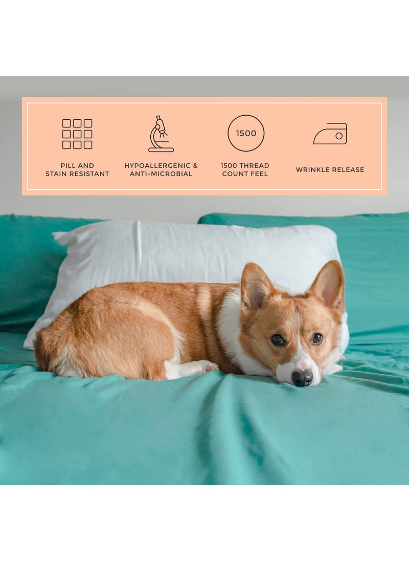 PeachSkinSheets The Real Teal Sheet Set - 1500tc Level of Softness - Extra Soft Cooling Sheets for Hot Sleepers and Night Sweats - XL Full Size