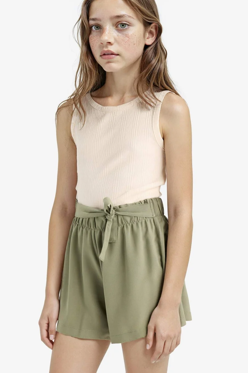 ديفاكتو Girl Crew Neck Basic Crop Top