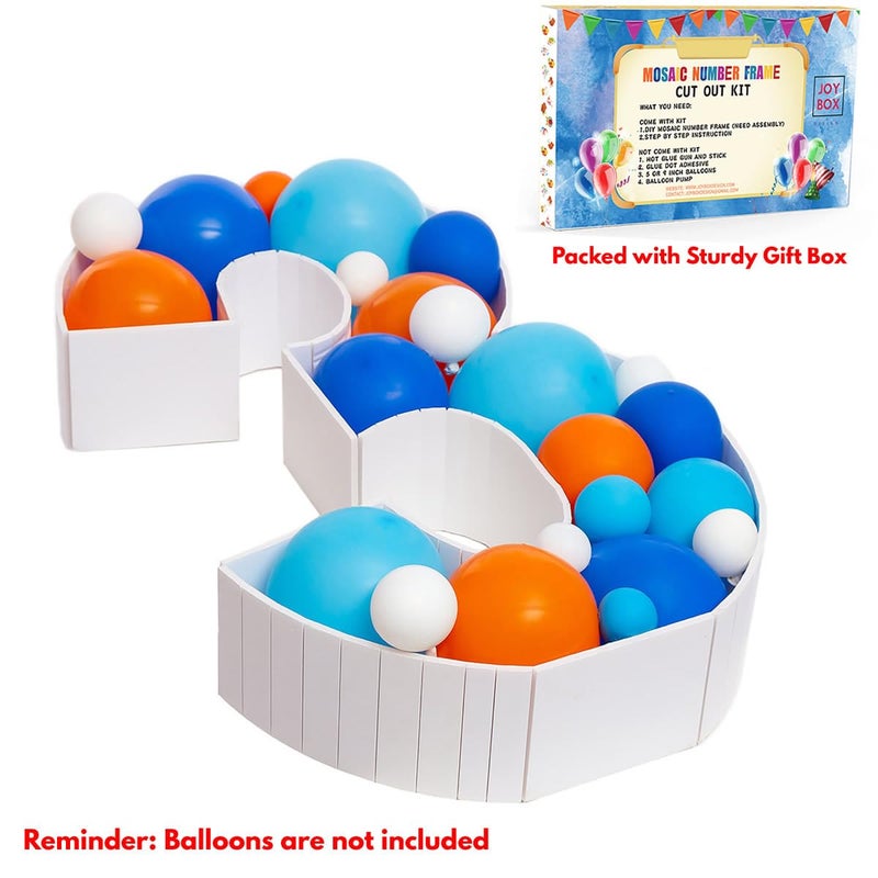 JoyBox Design Mosaic Balloon Numbers Frame Marquee Light Up Number 3 Pre-Cut Large Foam Board Sign Cut-out for Boy Girl Birthday Backdrop Anniversary Decoration - Image 4