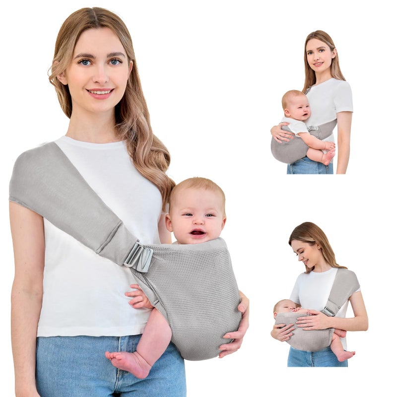 Ocanoiy Baby Sling Carrier, Baby Carrier Newborn to Toddler, Mesh Toddler Carrier, Lightweight Breathable Summer Baby Wraps Carrier, Baby Carriers One Size Fits All (Grey) - Image 1