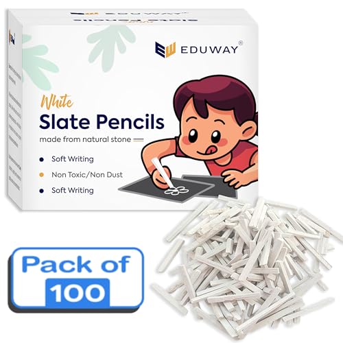 Eduway 100 Pcs Slate Chalk Pencil Bitti | Natural Organic Limestone Chalk Pencil For Writing & Creative | Non-Toxic Pure Natural Earthy Slate Bar Box (Not for Writing Board) - Image 1