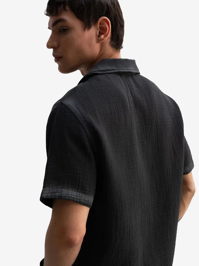 جيستو GIESTO Men's Cotton Textured Short-Sleeve Shirt