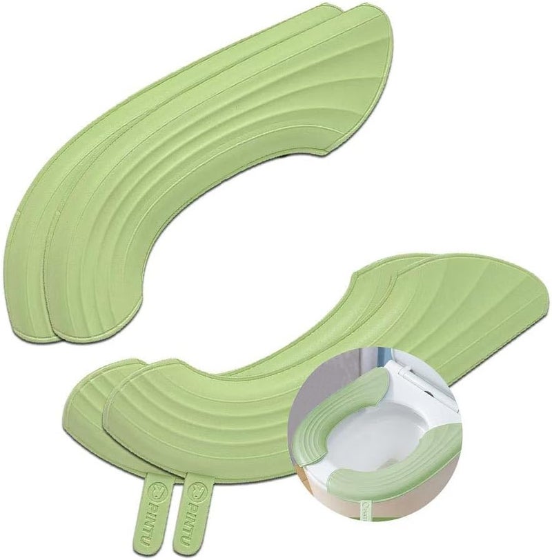 YANMENG Toilet Seat Cover Warmer With Handle, Toilet Seat Cushion With Lift, U-Shaped Scrubbable Wash. (Green 2 Sets) - Image 1