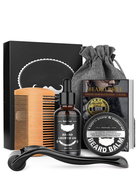 Beard Growth Kit,Beard Kit for Men,Beard Growth Oil (2oz), Beard Balm and Comb,Stimulate Beard and Hair Growth-Gifts for Men Dad Him Boyfriend Husband Brother