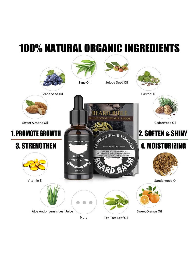 NNEWVANTE - Beard Growth Kit,Beard Kit for Men,Beard Growth Oil (2oz), Beard Balm and Comb,Stimulate Beard and Hair Growth-Gifts for Men Dad Him Boyfriend Husband Brother - Image 1