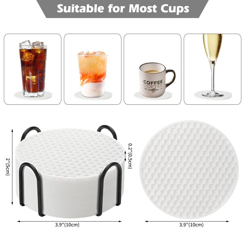 TWTLi Silicone Coasters Set of 16 with Holder Coasters for Drinks Beer Coffee Coasters Suitable for Kinds Cups Hot or Cold Anti-SLI Non-Stick Anti-Overflow Tabletop Protection and Decor (White  16 Pcs) - Image 3