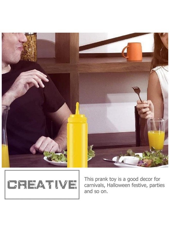 STOBOK 2Pcs Fake Mustard And Ketchup Bottle Funny Fake Salad Dressing Bottle Prank Toys Phoney Condiment Squirt Bottle Toy For Adults Kids Halloween Party  - Image 3