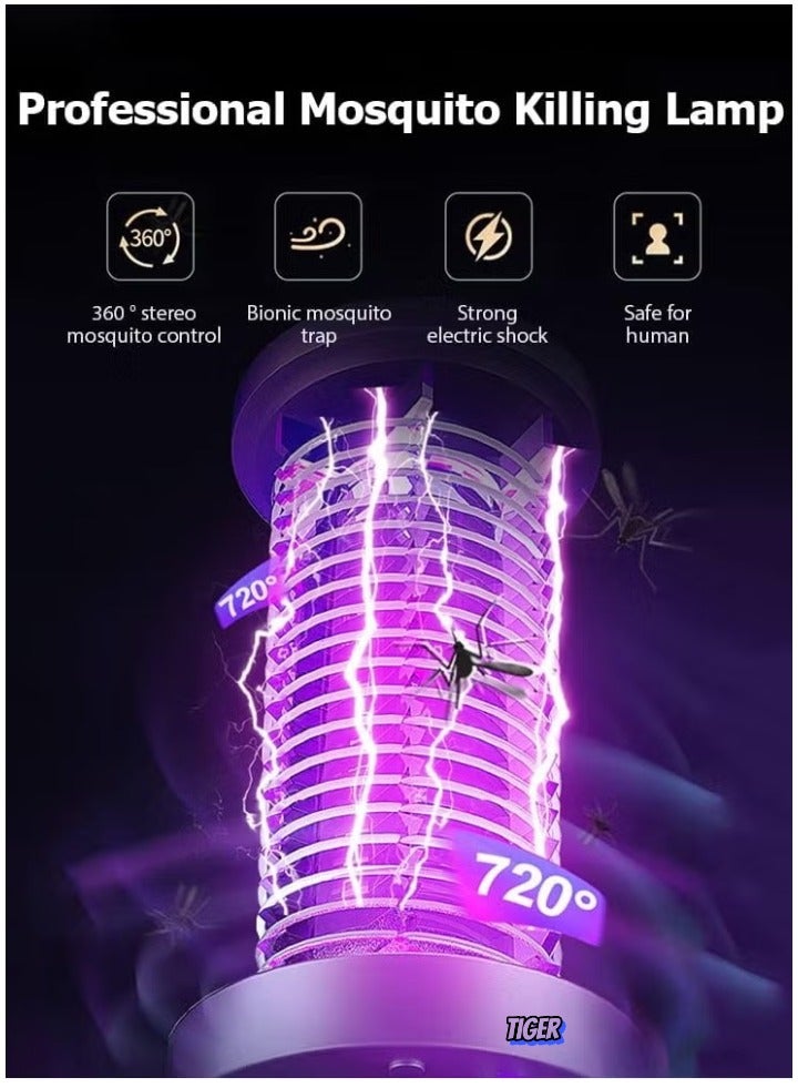 TIGER قاتل البعوض الكهربائي ضوء UV - قاتل حشرات قوي مع جهاز صعق ذباب إلكتروني للبعوض، العث والذباب - فخ فعال للبعوض للمنزل، غرفة النوم، المطبخ والمكتب - تحكم آمن وهادئ في الحشرات - Image 2