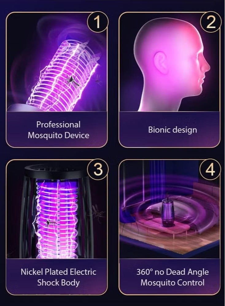 TIGER قاتل البعوض الكهربائي ضوء UV - قاتل حشرات قوي مع جهاز صعق ذباب إلكتروني للبعوض، العث والذباب - فخ فعال للبعوض للمنزل، غرفة النوم، المطبخ والمكتب - تحكم آمن وهادئ في الحشرات - Image 3