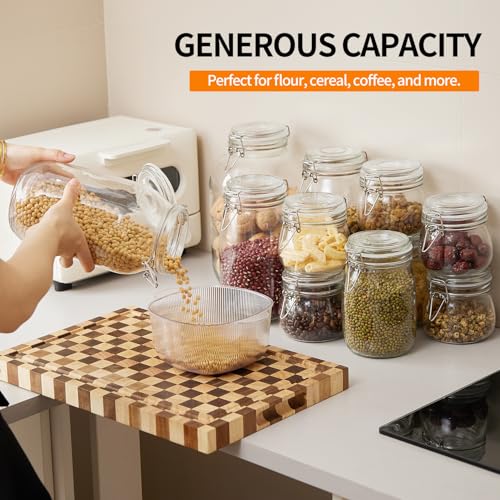Ulodimi 8 Pack 9.5oz Food Storage Jars with Airtight Lids, Preserving Seal Wire Clip Fastening Glass Containers, Canisters for Kitchen Organization, Flour, Cereal, Pasta, Sugar, Beans, Pickling Jars(9.5 Oz*8) - Image 2