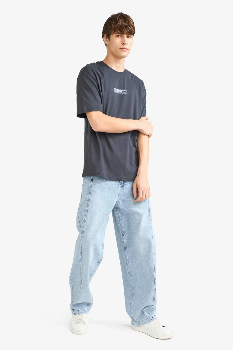 DeFacto Boxy Fit Crew Neck Printed Short Sleeve T-Shirt