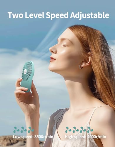 Aluan Handheld Mini Fan Powerful Small Personal Portable Speed Adjustable USB Rechargeable Eyelash Fan for Kids Girls Boys Woman Man Home Office Outdoor Travel, Blue - Image 3