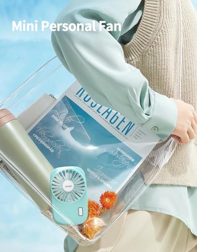 Aluan Handheld Mini Fan Powerful Small Personal Portable Speed Adjustable USB Rechargeable Eyelash Fan for Kids Girls Boys Woman Man Home Office Outdoor Travel, Blue - Image 5
