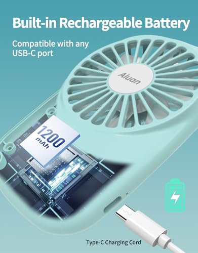 Aluan Handheld Mini Fan Powerful Small Personal Portable Speed Adjustable USB Rechargeable Eyelash Fan for Kids Girls Boys Woman Man Home Office Outdoor Travel, Blue - Image 4
