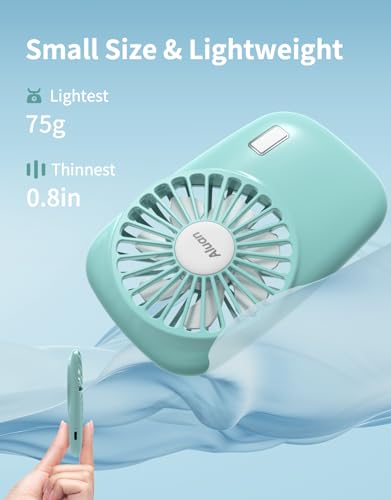 Aluan Handheld Mini Fan Powerful Small Personal Portable Speed Adjustable USB Rechargeable Eyelash Fan for Kids Girls Boys Woman Man Home Office Outdoor Travel, Blue - Image 2