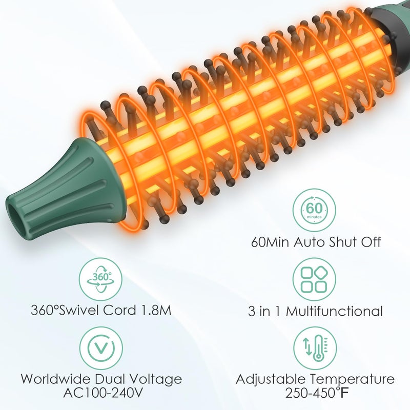 BANGMENG Mini Thermal Round Brush, 1/2 Inch Barrel Volume Heat Styling Brush for Men and Women Short Thin Curly Straight Hair, Heated Curling Iron,12 Temperature Setting (1.1 Inch with Bristles) - Image 5