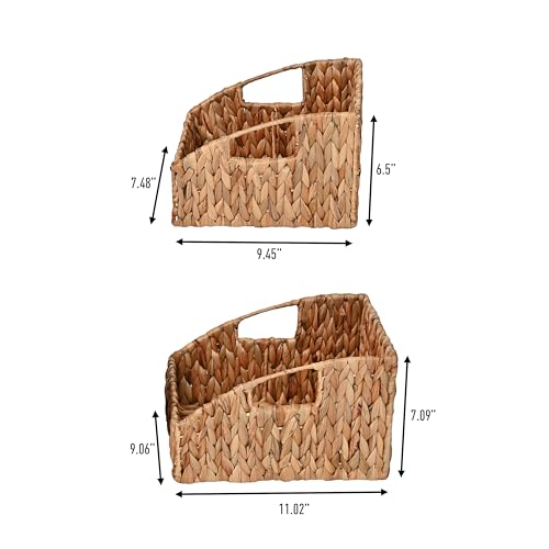 happimess BSK1007A-2SET Havanah Southwestern Hand-Woven Hyacinth Slanted Nesting Wicker Baskets with Handles, Seagrass Container for Decoration in Living Room, Bedroom, Closet, Natural (Set of 2) - Image 3