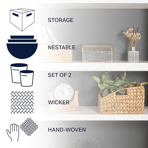 happimess BSK1007A-2SET Havanah Southwestern Hand-Woven Hyacinth Slanted Nesting Wicker Baskets with Handles, Seagrass Container for Decoration in Living Room, Bedroom, Closet, Natural (Set of 2) - Image 4