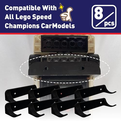 Foycow 8 PCS Car Wall Mount - Compatible with Lego Speed Champion Series - Collectible Car Display Rack for Enthusiasts - Display Cars by Wheels on Wall - Image 3