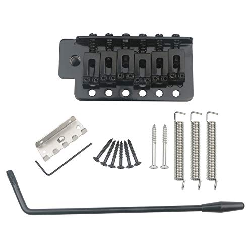 Swhmc Electric Guitar Bridge Tremolo System Set 6 Strings Guitar Tailpiece Replacement with Bar, for Strat(Black) - Image 1