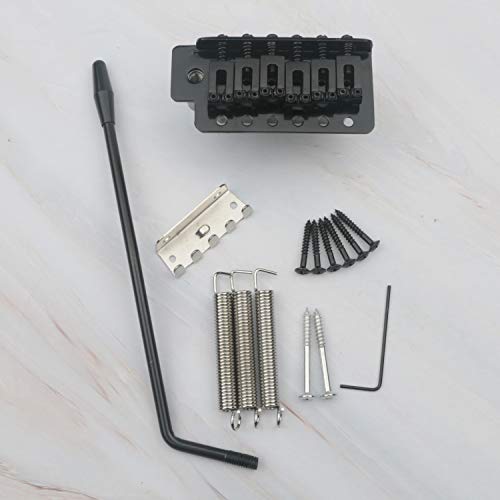 Swhmc Electric Guitar Bridge Tremolo System Set 6 Strings Guitar Tailpiece Replacement with Bar, for Strat(Black) - Image 4