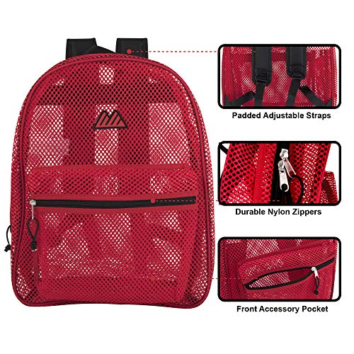 Summit Ridge Mesh Backpacks for Kids, Adults, School, Beach, and Travel, Colorful Transparent Mesh Backpacks with Padded Straps Large - Image 2
