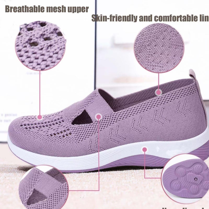EURO JOY Orthopedic Walking Shoes for Women,2025 New Orthowalkway Womens Shoes,Woven Orthopedic Breathable Walking Sneaker Non-Slip Arch Support Slip on Shoes Brown 40 - Image 5