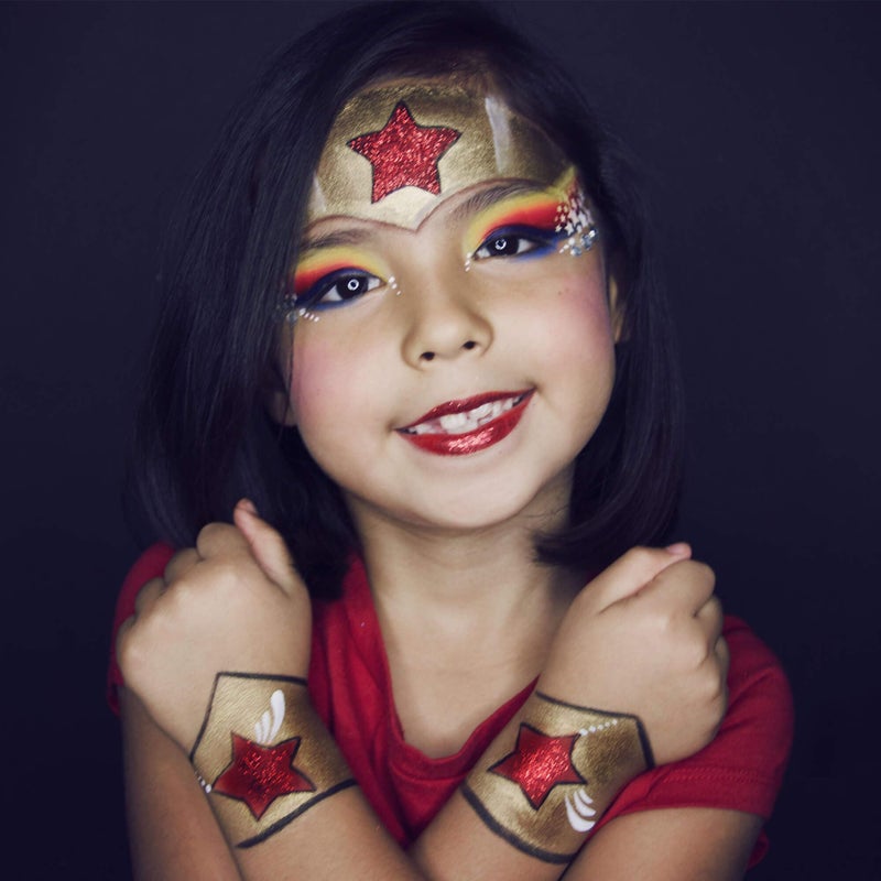 CCbeauty Metallic Gold Face Paint Stick,Glitter Face Painting Kit,Professional Body Paint,Non Toxic SFX Makeup Kit For Halloween Costume Cosplay,Full Coverage Painting Foundation With Makeup Sponge - Image 5