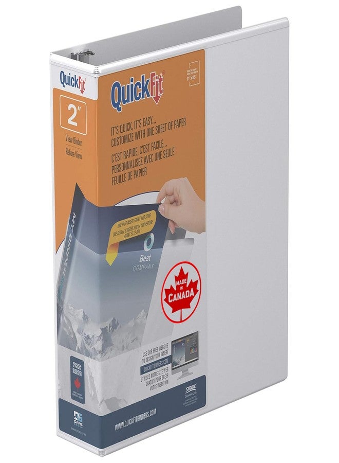 Stride QuickFit Angle D-Ring View Binders, 475-Sheet Capacity, 2" Rings, 47% Recycled, White,87030