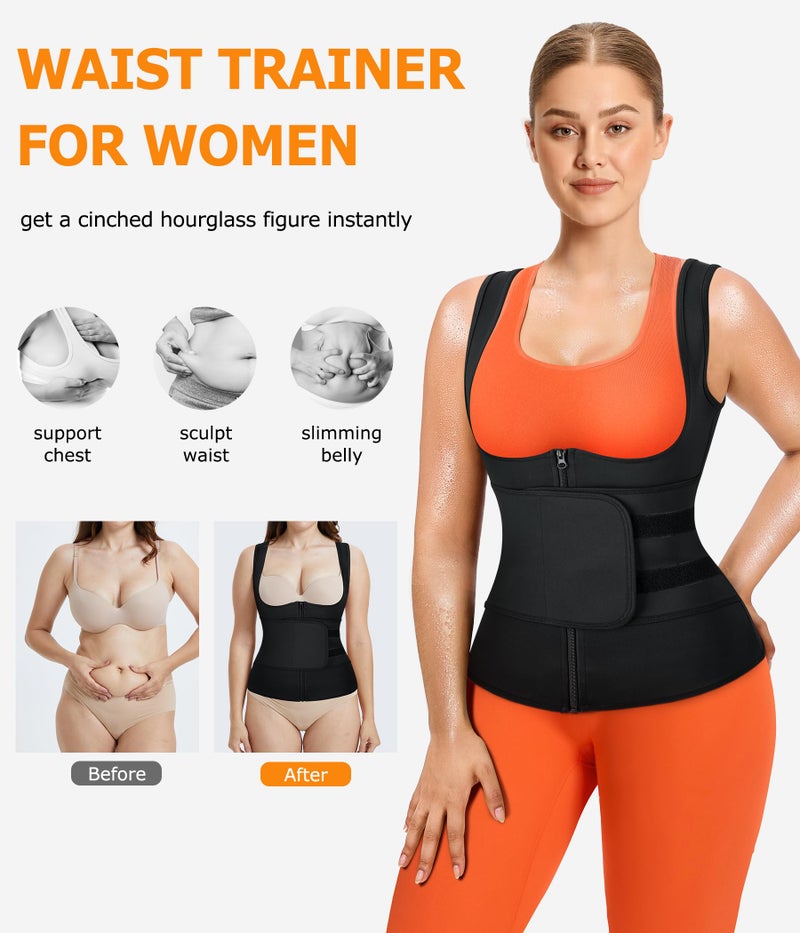 TrainingGirl Sauna Sweat Suit for Women Waist Trainer Workout Faja Weight Vest Body Shaper Shirt Band - Image 2