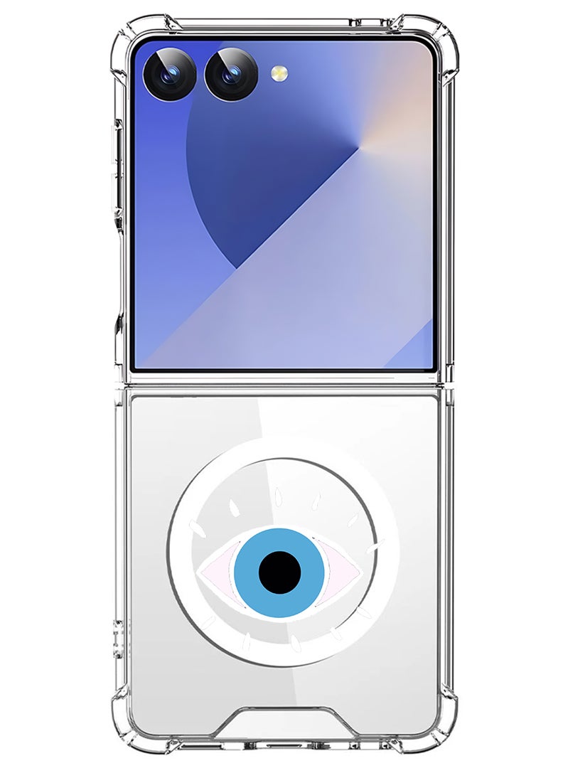 Theodor Magnetic Case for Samsung Galaxy Z Flip 7 Compatible with MagSafe Wireless Charging, Shockproof Phone Bumper Cover Eye - White - Image 1