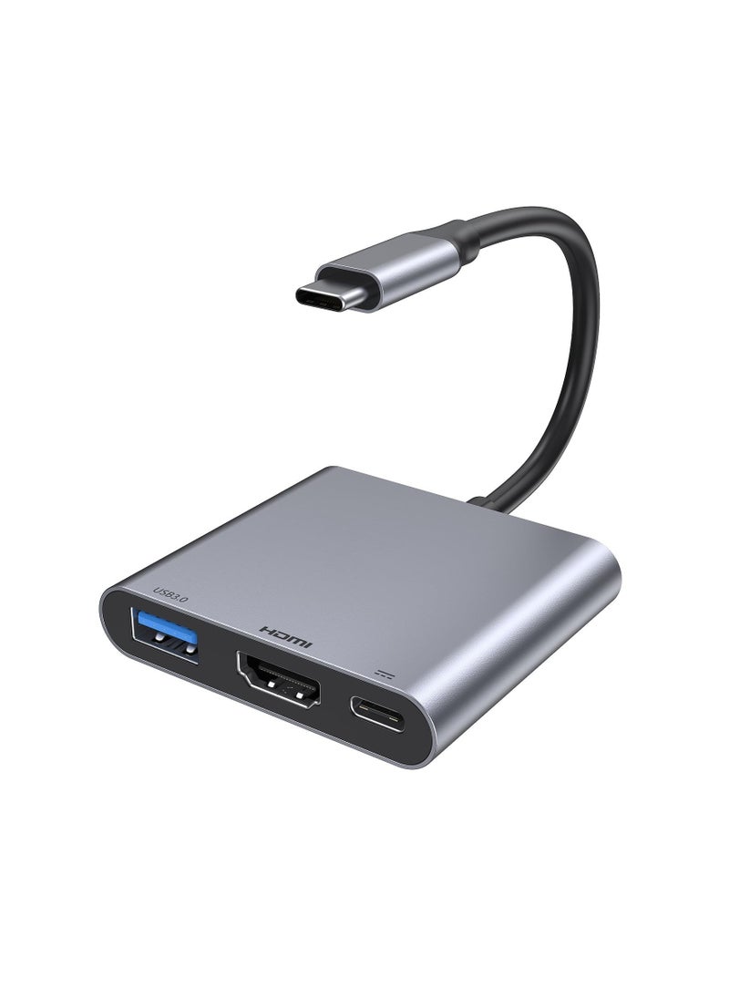 Captaintech USB C to HDMI Adapter with 4K HDMI Output, Type-C Hub Converter to 4K HDMI USB 3.0 PD Charging Port, USB-C Digital AV Multiport Adapter for iPhone 15 Pro Max/15 Pro/15 Plus/15, for MacBook/ for iPad  - Image 1