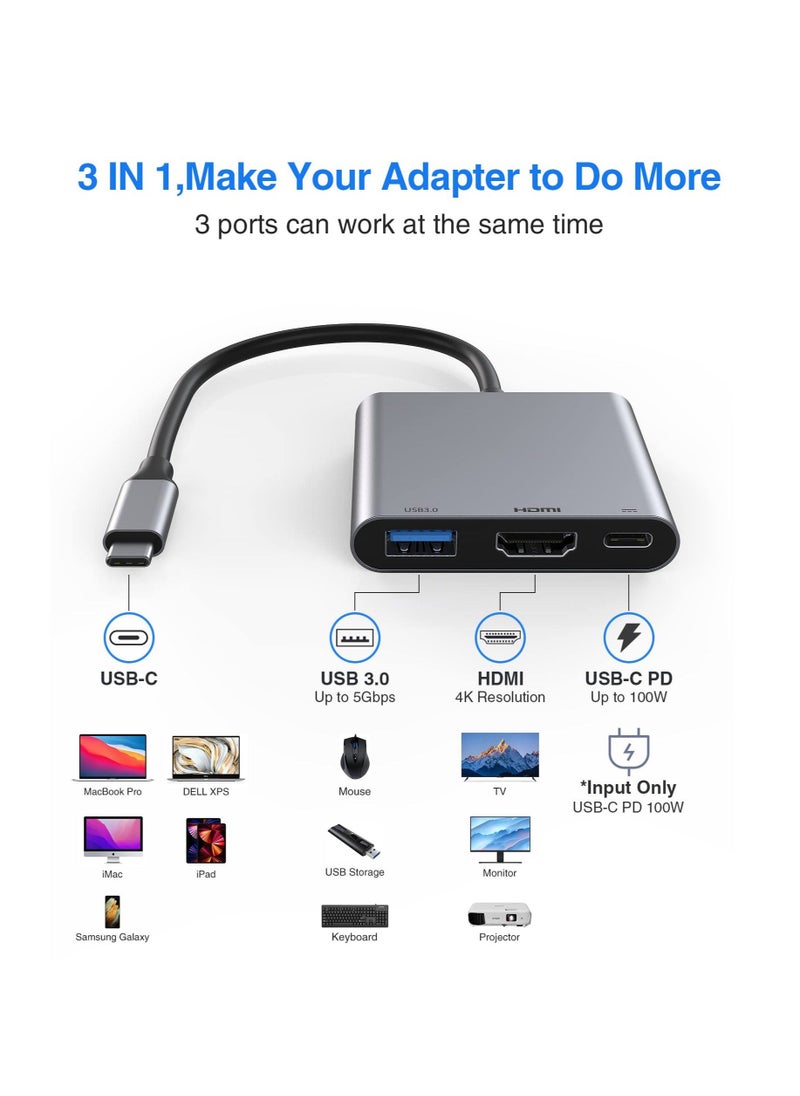 Captaintech USB C to HDMI Adapter with 4K HDMI Output, Type-C Hub Converter to 4K HDMI USB 3.0 PD Charging Port, USB-C Digital AV Multiport Adapter for iPhone 15 Pro Max/15 Pro/15 Plus/15, for MacBook/ for iPad  - Image 4