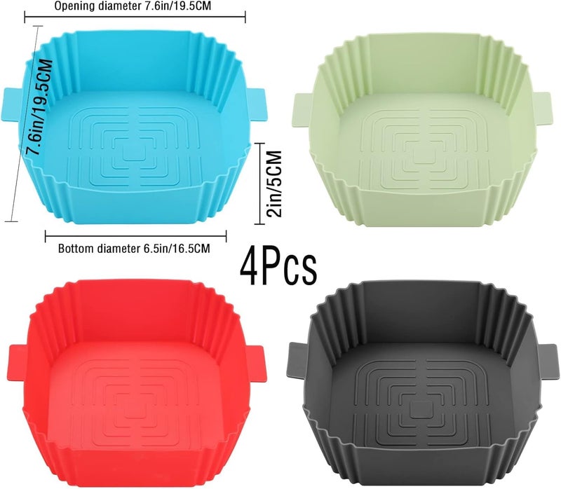 Silicone Air Fryer Liners, 4Pcs Air Fryer Silicone Reusable Liners Square, Food Safe Air Fryers Oven Accessories, Replacement Of Flammable Parchment Liner Paper, Silicone Baking Tr - Image 4