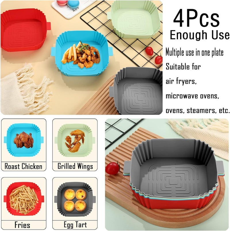 Silicone Air Fryer Liners, 4Pcs Air Fryer Silicone Reusable Liners Square, Food Safe Air Fryers Oven Accessories, Replacement Of Flammable Parchment Liner Paper, Silicone Baking Tr - Image 3