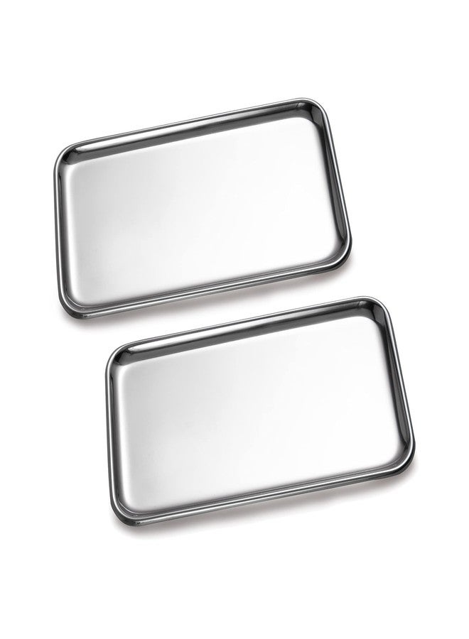 IMEEA Small Vanity Tray Rectangle Satinless Steel Little Jewelry Tray Bathroom Tray Storage Organizer Makeup Cosmetic Organizer Trays, 8 x 4.6 inch - Image 1