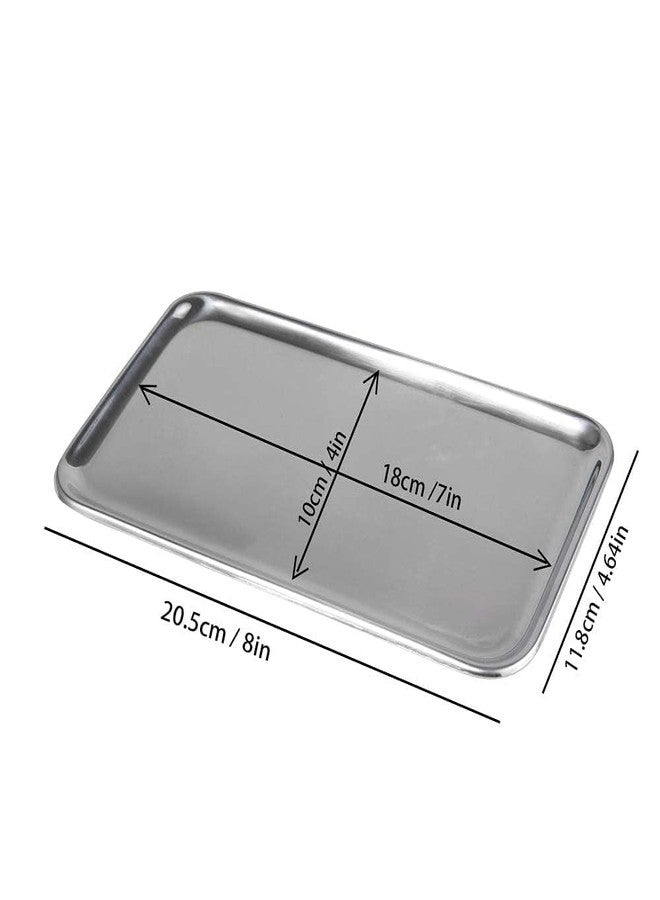 IMEEA Small Vanity Tray Rectangle Satinless Steel Little Jewelry Tray Bathroom Tray Storage Organizer Makeup Cosmetic Organizer Trays, 8 x 4.6 inch - Image 2