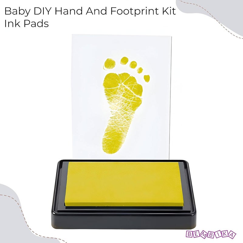 Bembika Baby Finger Print and Footprint Kit inkpad for Kids, InkPad for Baby's Hand and Foot Impression Safe and Non Toxic Ink Pad for Baby Foot Prints and Handprints-(Yellow) - Image 2