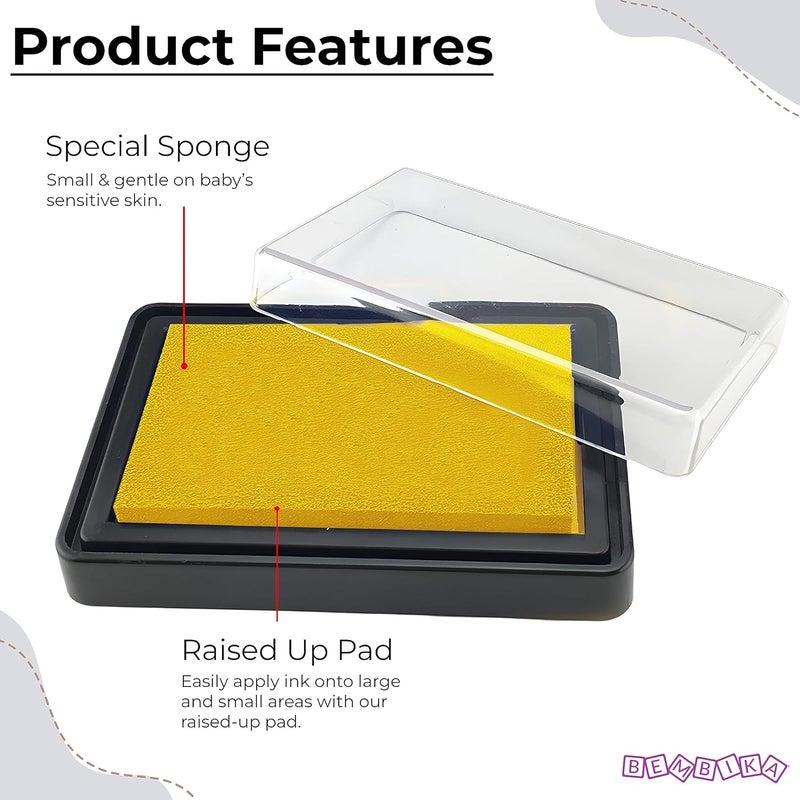 Bembika Baby Finger Print and Footprint Kit inkpad for Kids, InkPad for Baby's Hand and Foot Impression Safe and Non Toxic Ink Pad for Baby Foot Prints and Handprints-(Yellow) - Image 3