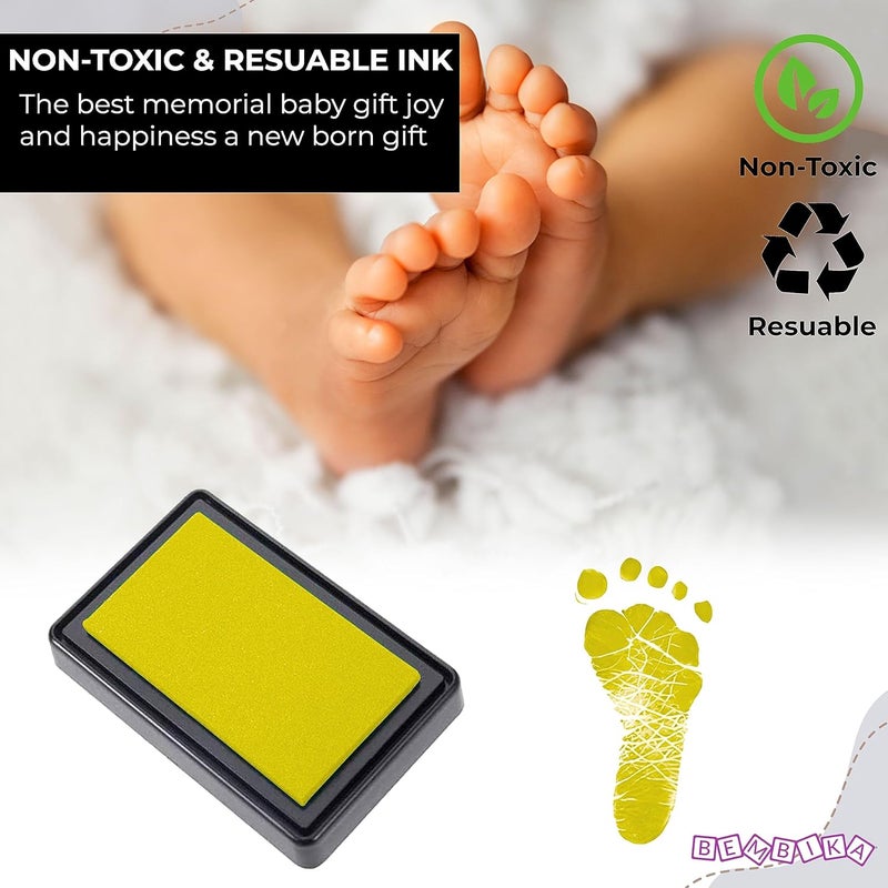 Bembika Baby Finger Print and Footprint Kit inkpad for Kids, InkPad for Baby's Hand and Foot Impression Safe and Non Toxic Ink Pad for Baby Foot Prints and Handprints-(Yellow) - Image 4